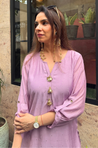 Festive Lavender Kurta with Cowl Pants Set