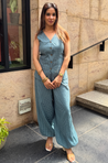 Rozana - Blue Waistcoat & Balloon Pants Co-Ord Set