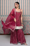 PASSORI-Maroon Embroidered Sharara Set