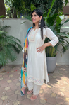 MALANG-Cream Three Piece Suit Set With Printed Dupatta