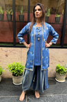 Festive Dusty Royal blue Jacket with Inner and Goro Pant