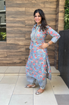 DESI SWAG -Carolina Blue Floral Printed Pathani Set