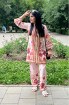 SEHAJ-Soft Pink Floral Printed Two Piece Set