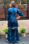 Mizaaj-Teal Blue Tunic Sharara Set