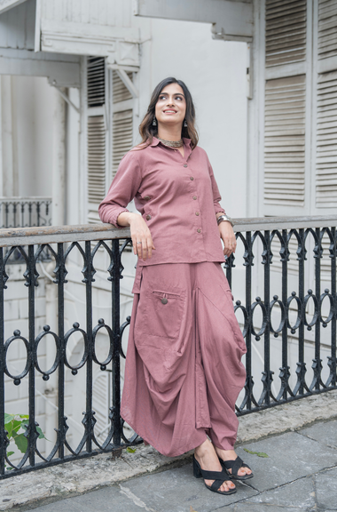 REZAAR-Onion  Pink Turkey Skirt With Short  Shirt