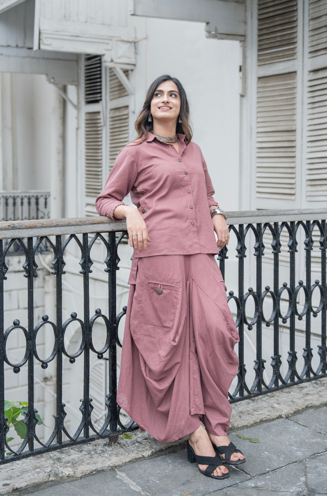 REZAAR-Onion  Pink Turkey Skirt With Short  Shirt