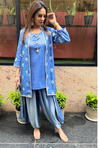 Festive Dusty Royal blue Jacket with Inner and Goro Pant