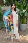 MALANG-Cream Three Piece Suit Set With Printed Dupatta