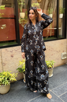 Rozana- Black Printed Drape Pants Co-ord Set (PRE-ORDER)