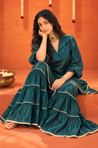 Mizaaj- Teal Green Tunic Sharara Set