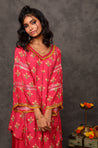 GEET- Cerise Pink Three Piece Suit Set With Printed Dupatta