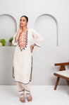 ZAIB-White Embroidered Two Piece Set