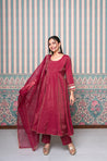 Maroon Anaarkali Three Piece set with Dupatta