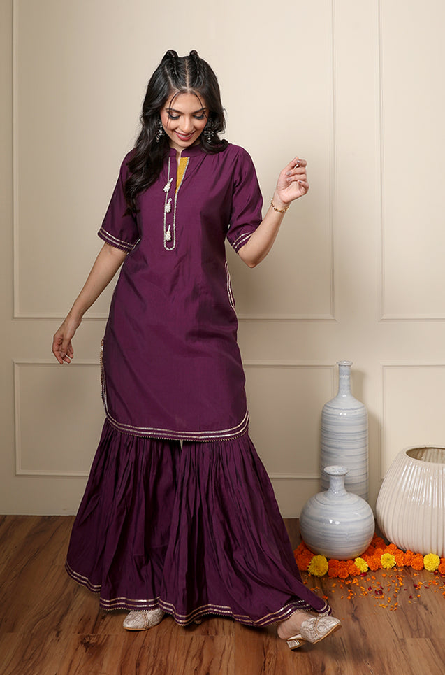 ROOH-Eminence Purple Two Piece Garara Set