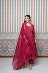 Maroon Anaarkali Three Piece set with Dupatta