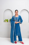 RANGAT-Blue Three Piece Suit Set