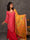 GEET- Cerise Pink Three Piece Suit Set With Printed Dupatta