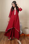 ROOH - Crimson Red Two Layered Gown