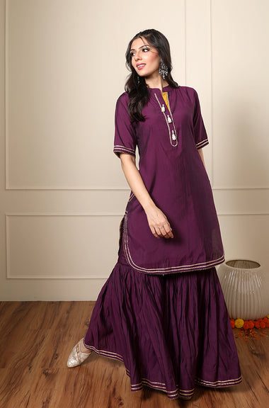 ROOH-Eminence Purple Two Piece Garara Set