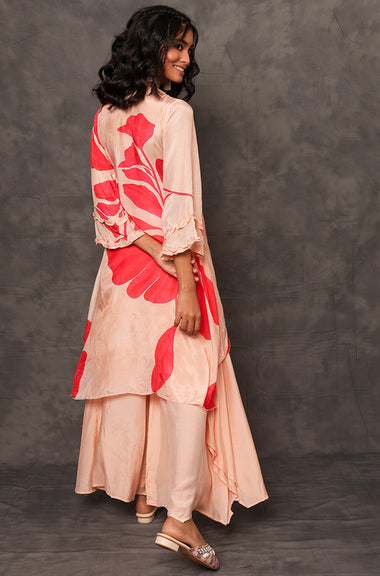 Cherry Red Floral Printed Two Piece Set