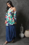 MASAKALI - Floral Asymmetrical Top With Draped Skirt