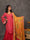 GEET- Cerise Pink Three Piece Suit Set With Printed Dupatta