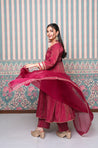 Maroon Anaarkali Three Piece set with Dupatta