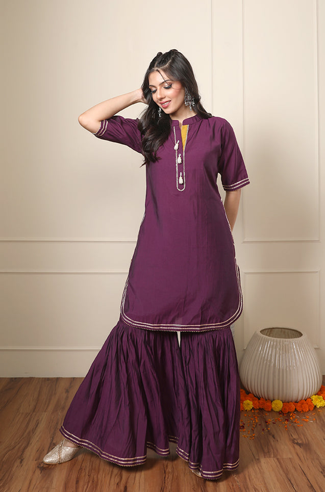 ROOH-Eminence Purple Two Piece Garara Set