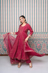 Maroon Anaarkali Three Piece set with Dupatta