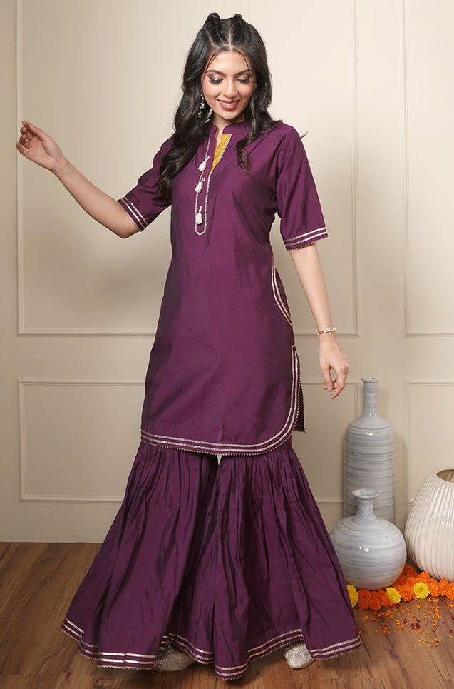 ROOH-Eminence Purple Two Piece Garara Set