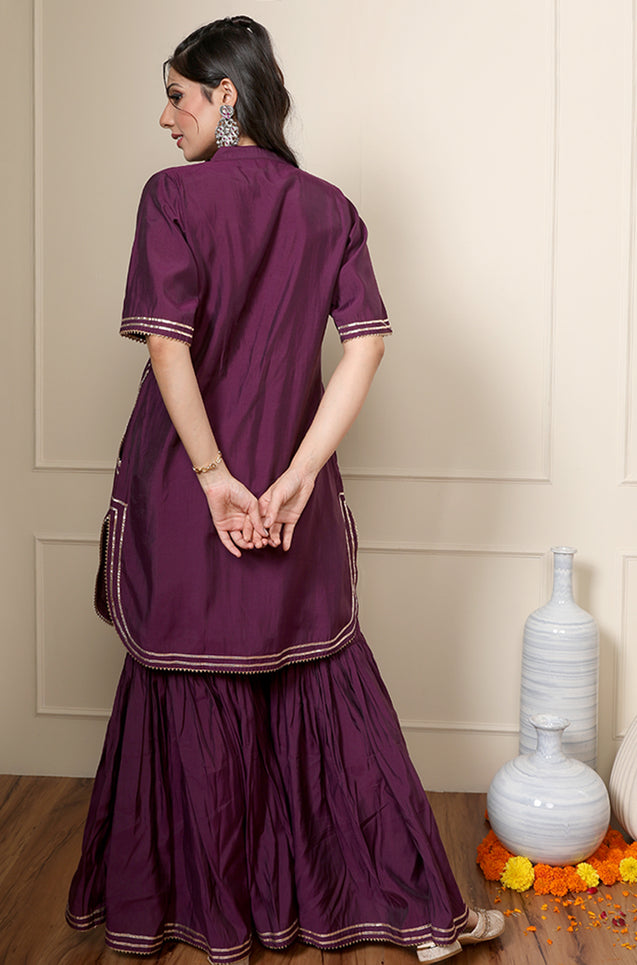 ROOH-Eminence Purple Two Piece Garara Set