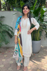 MALANG-Cream Three Piece Suit Set With Printed Dupatta