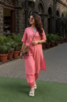 Rozana -Coral Pink Co-ord Kurta Set