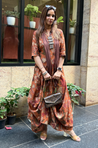 Rozana-Rust Orange Cotton Elegant Fusion Drape Dress