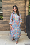 DESI SWAG -Carolina Blue Floral Printed Pathani Set