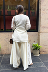 Festive White Kurta with Cowl Pants Set