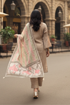 MALANG- Taupe Three Piece Suit Set With Printed Dupatta