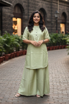 Elegant Mint Green kurta Palazzo Two Piece Set