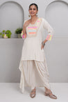 JUGNI-Neon off-white high-low Two-piece Set