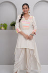 JUGNI-Neon off-white high-low Two-piece Set