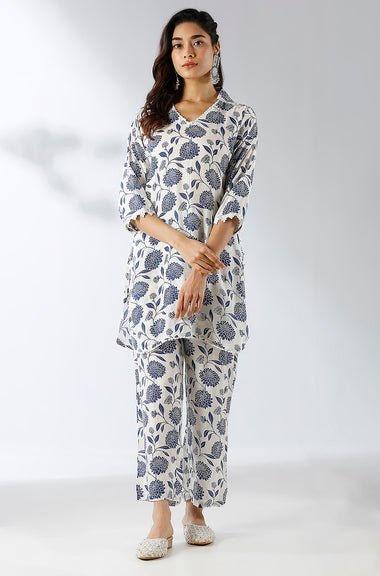 Blue Printed Two Piece Set