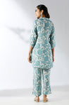 Pastel Blue Floral Printed Two Piece Set