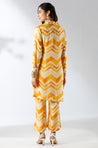 Honey Yellow chevron Printed Two Piece Set