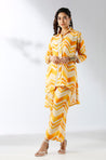 Honey Yellow chevron Printed Two Piece Set