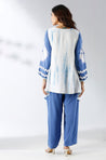 LEHER-  Blue Tie & dye Two Piece Handkerchief Cut Set