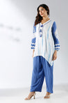 LEHER-  Blue Tie & dye Two Piece Handkerchief Cut Set