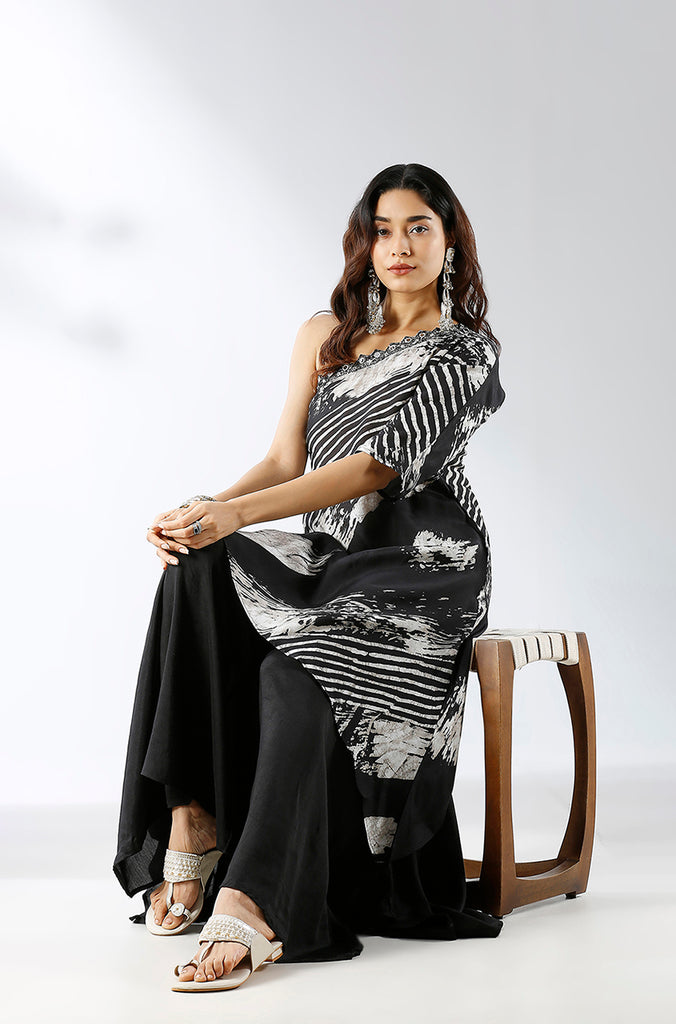 Black One shoulder Two Piece set - Ishnya