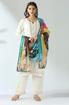 MALANG-Cream Three Piece Suit Set With Printed Dupatta