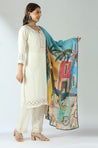 MALANG-Cream Three Piece Suit Set With Printed Dupatta