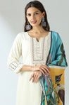 MALANG-Cream Three Piece Suit Set With Printed Dupatta
